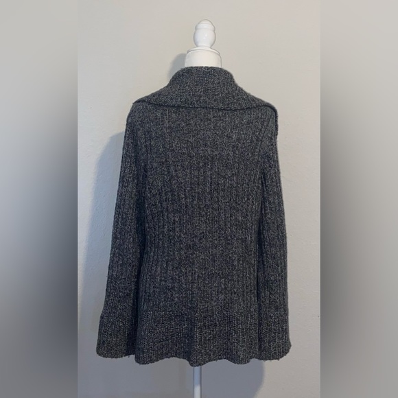 Carolyn Taylor Chunky Knit Wide Collar Bell Cuff Gray White Cardigan Sweater XL - Picture 4 of 9